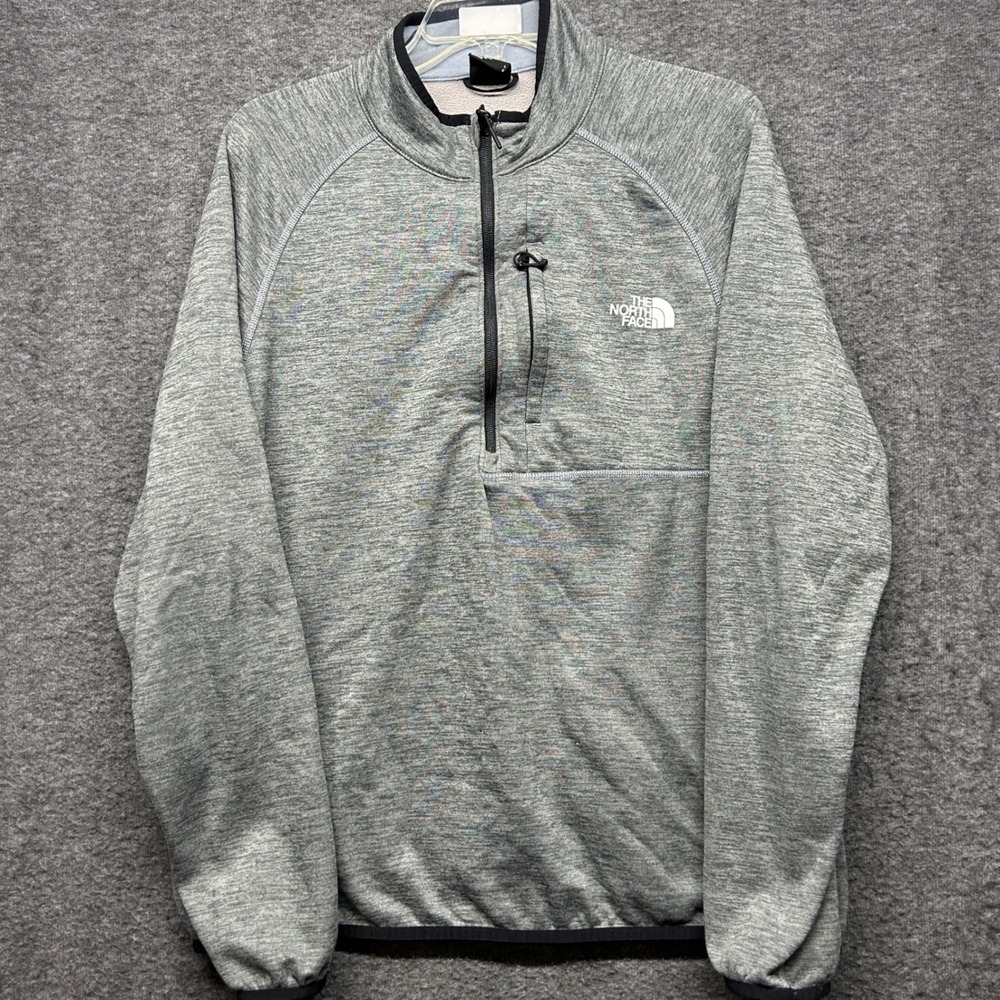 The North Face Mens Gray Heathered 1/4 Zip‎ Pullover Fleece Jacket Size L
